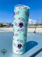 Day of the dead print teal tumbler